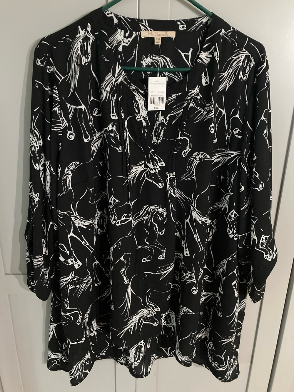 NWT Black & White Horse Print Tunic Top